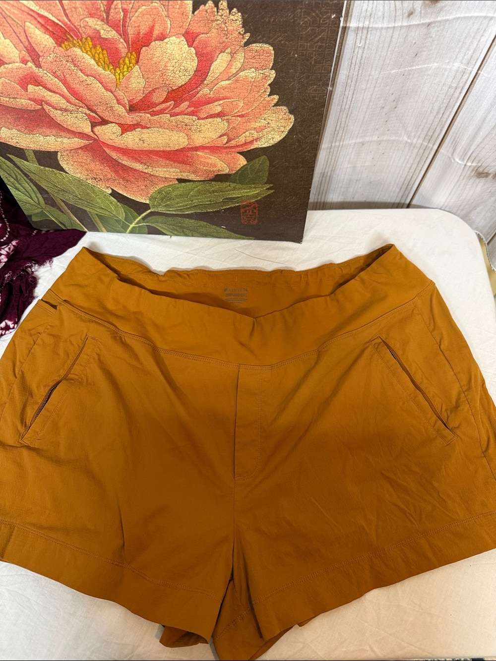 Athleta Trekkie North Short Rust Brown Active Stretch Shorts Plus Size 22